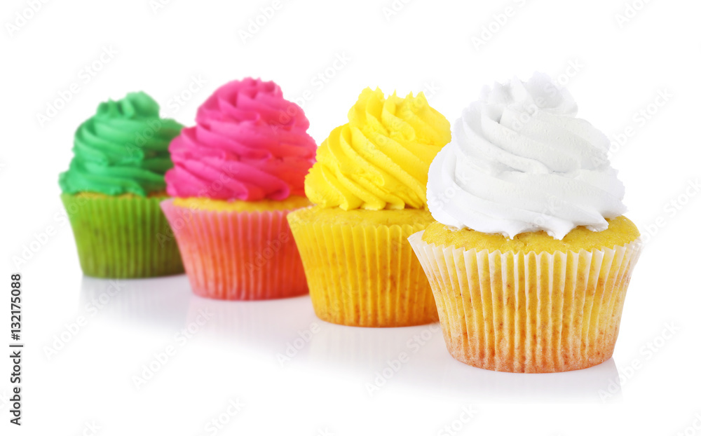 Fresh tasty cupcakes on white background Fresh tasty cupcakes on white background