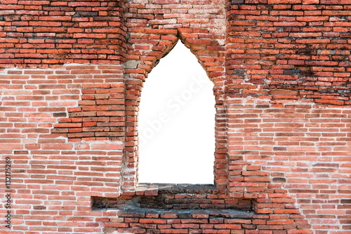 Weathered red brick window cut out