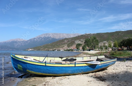 Fisherman boat in Drilon, Albania