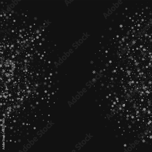 Beautiful snowfall. Abstract shape on black background. Vector illustration.