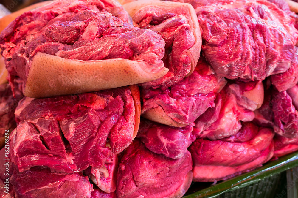 Obraz premium Wild boar, Wild pork. Red meat of wild pig.