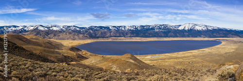 Washoe Lake, Nevada. Panorama showing mountain ranges and lake. photo