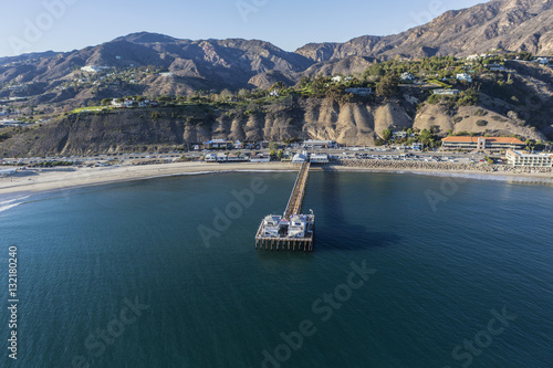 Aerial of Malibu Pier State Park and the Santa Monica Mountains photo