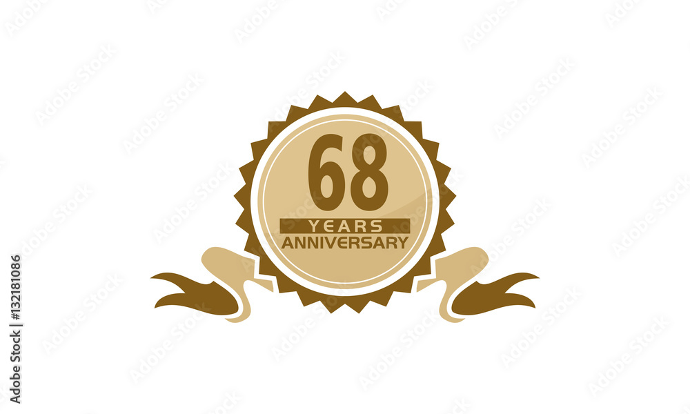 68 Years Ribbon Anniversary Adobe Stock