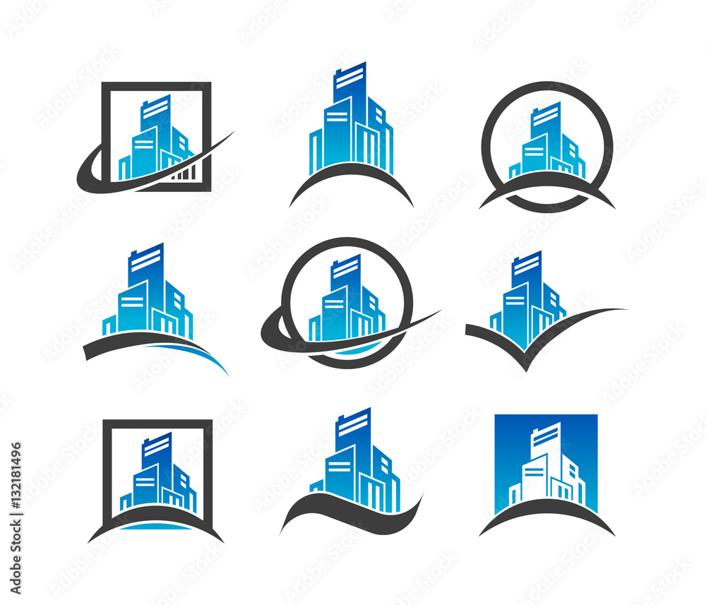 Set of real estate and construction building icons