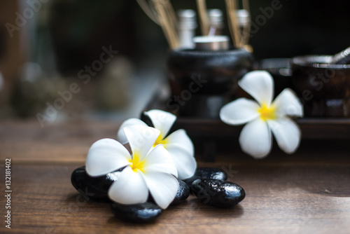 Spa Treatments and massage on wooden white  select and soft focus