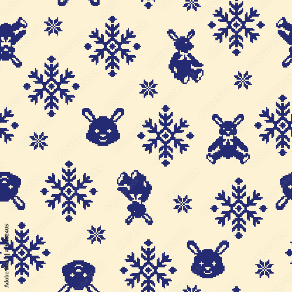 ウサギのノルディック柄
