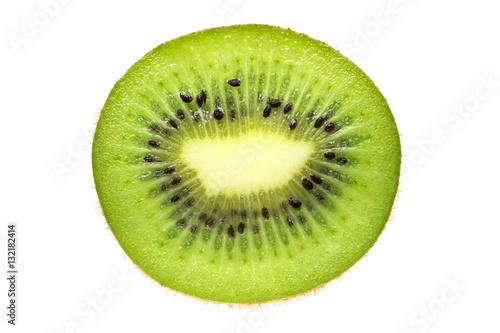 Slice of kiwi isolated on white background. Fresh juicy fruit