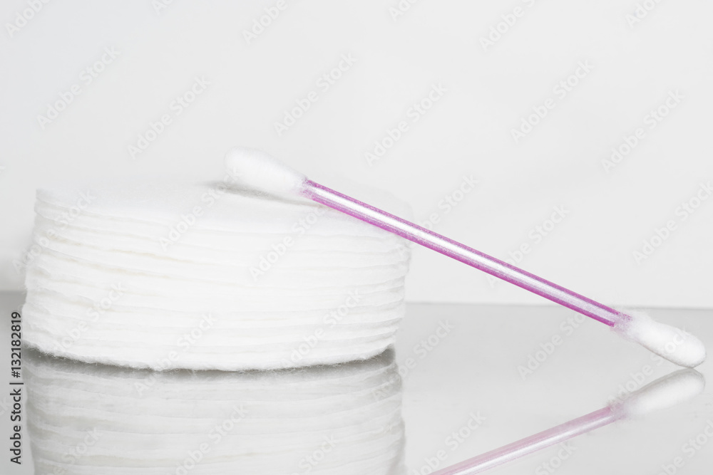 Cotton sponges and buds.Design for the beauty, medicine and cosmetics industry Cotton sponges and buds.Design for the beauty, medicine and cosmetics industry