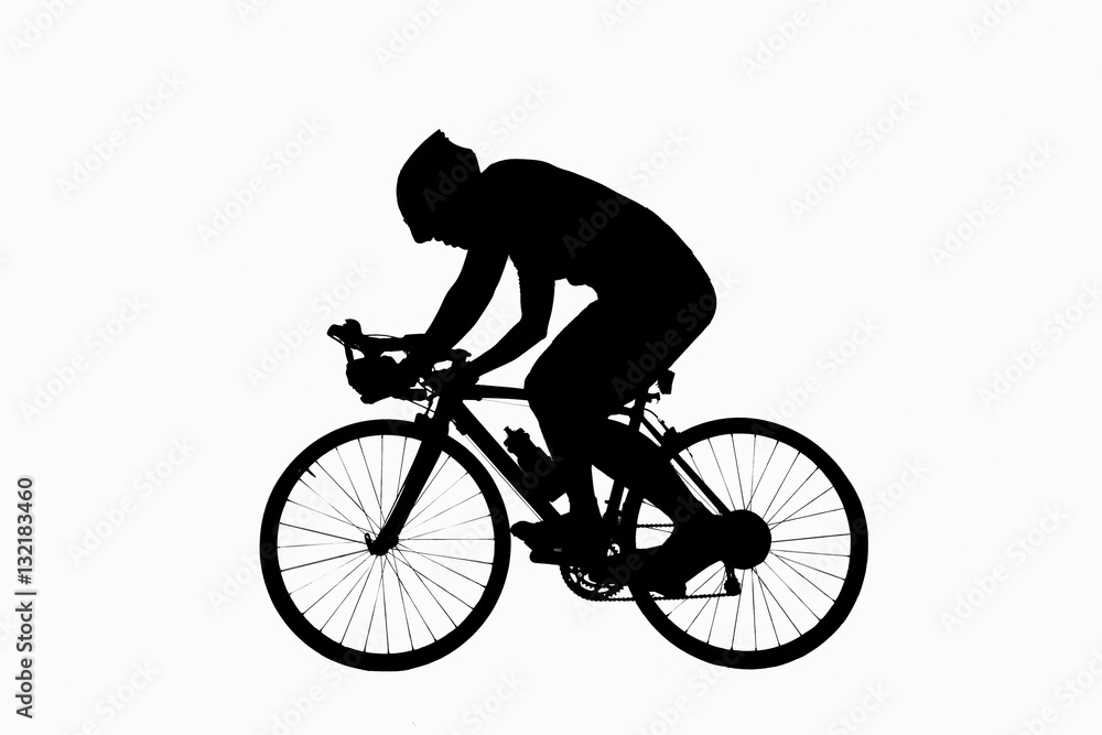 Obraz premium Male bicyclist riding isoated on white background. use clipping