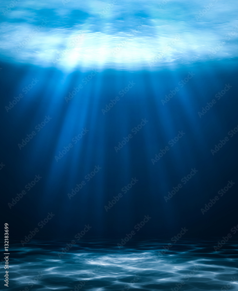 Blue deep water abstract natural background.