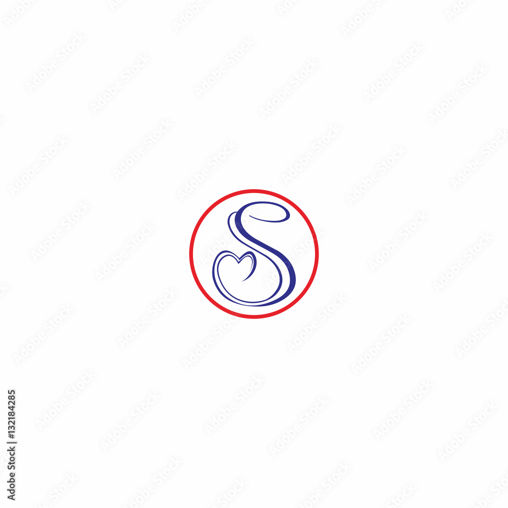 Letter S love in circle logo vector Letter S love in circle logo vector