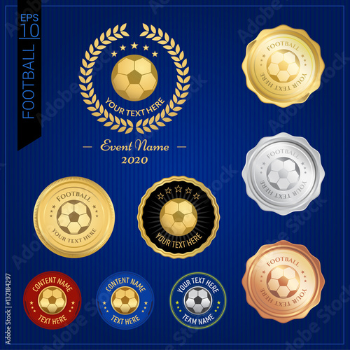 Set of football badge label or emblem for sport competition event