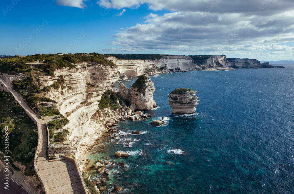 Fototapeta premium Looking out over the the seaside cliffs near Bonifacio, Corsica