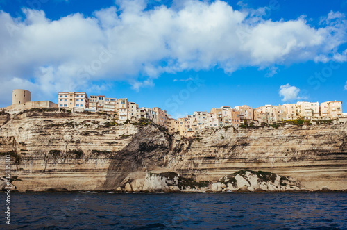 The historical city of Bonifacio, on top of the seaside cliffs of Corsica