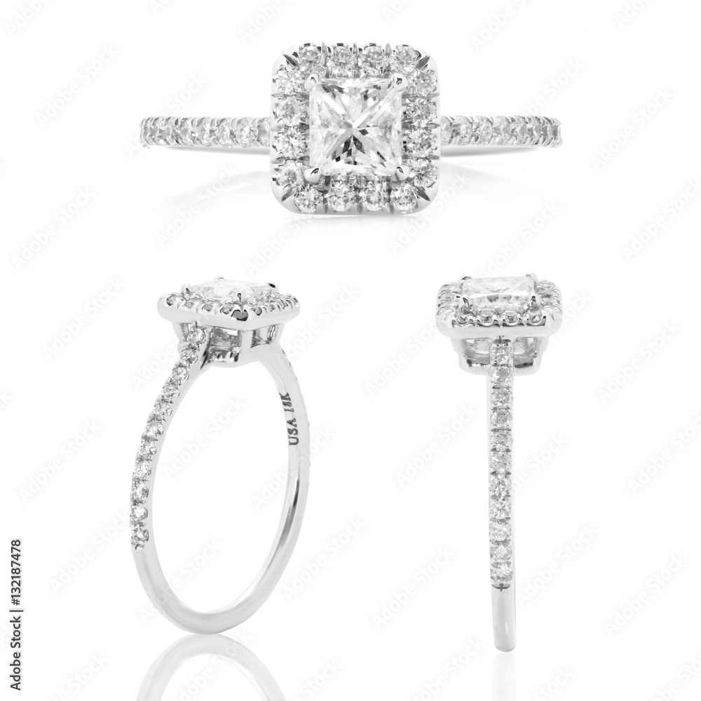 anillo con diamantes en oro blanco joyeria argolla en plata com brillantes  Stock Photo | Adobe Stock