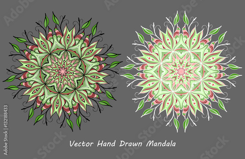 colorful vector hand drawn mandala. Bright illustration. Elements for your design, magazine, brochures. Eps10