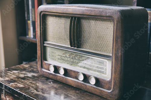 Wooden retro radio photo