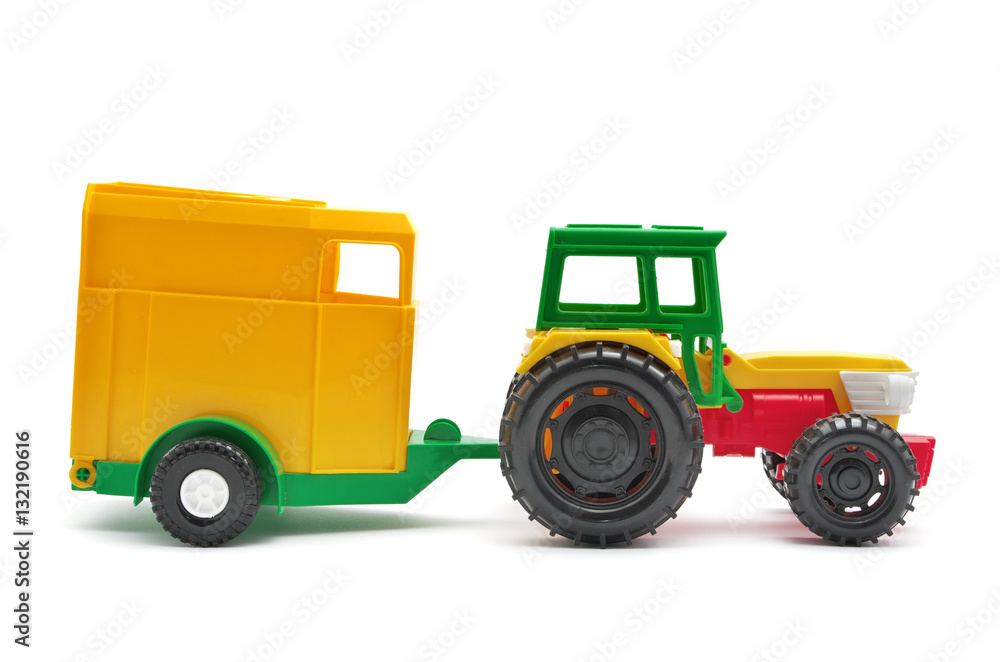 Toy tractor isolated.