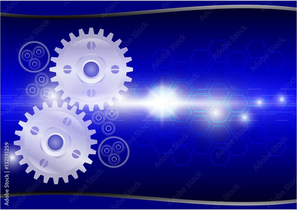 Abstract engineering gray gear technology blue background vector