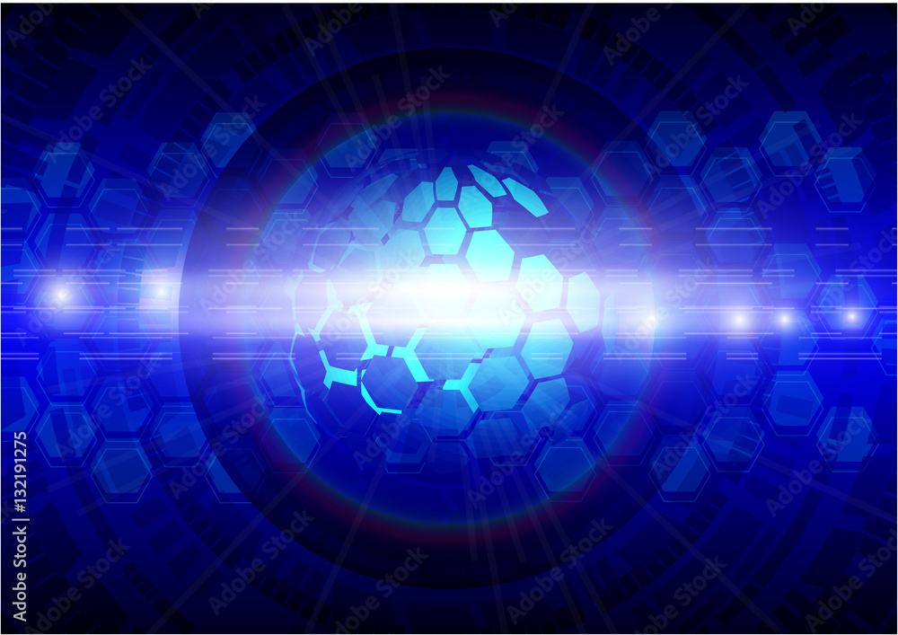 Fototapeta premium Vector digital global technology concept, blue abstract background