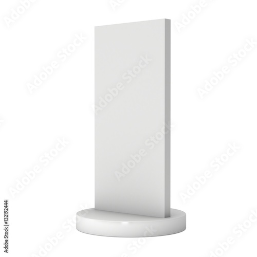 LCD Screen Stand. Blank Trade Show Booth. 3d render of lcd screen isolated on white background. High Resolution. Ad template for your expo design.