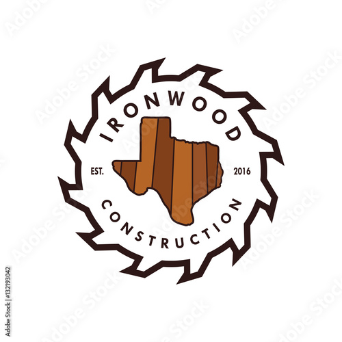 wood construction vintage logo