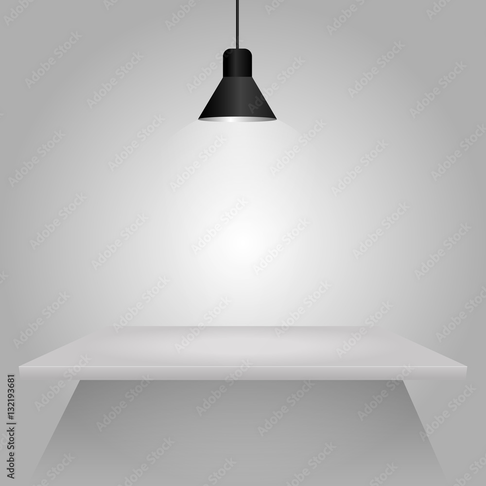 Empty white shelf with top lamp vector illustration eps 10 Stock Vector |  Adobe Stock