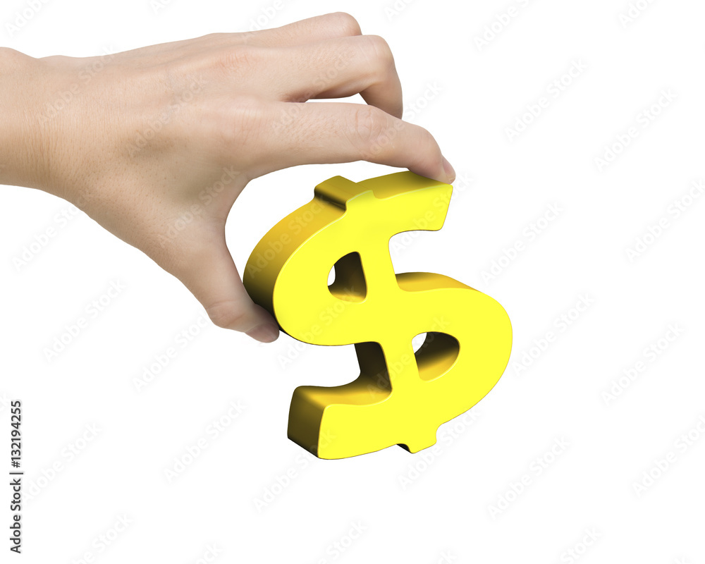 Woman hand holding golden dollar sign Woman hand holding golden dollar sign