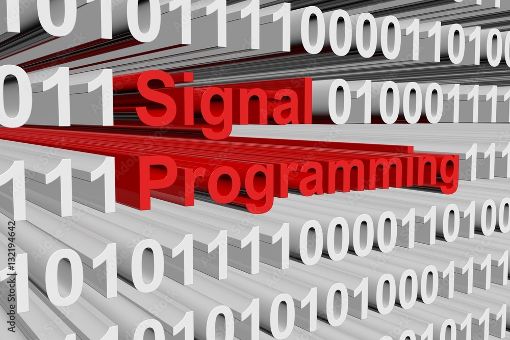 signal programming in the form of binary code, 3D illustration