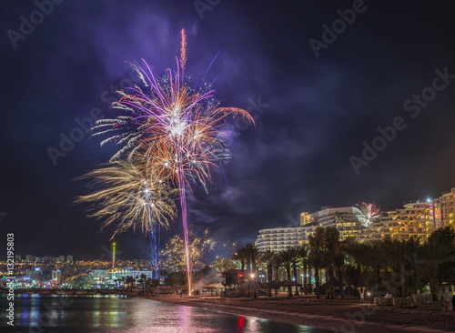 Festive fireworks in Eilat - number one tourist resort in Israel