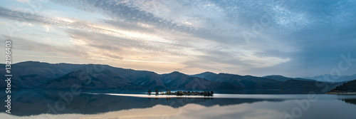 Wide Panorama of a Mountain Lake