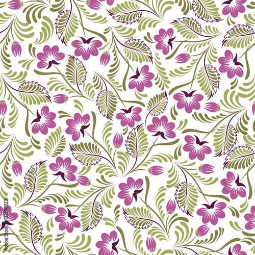 Seamless background with flowers and leaves in the folk style. Use for wallpaper  printing on the packaging paper  textiles.