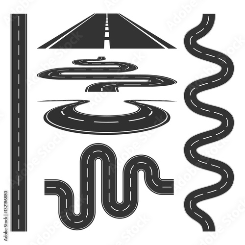 Roads and highways icons set vector illustration