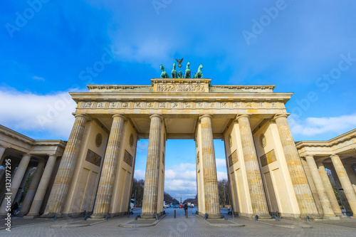 Brandenburg gate in a beautiful morning, Landmark of Berlin city