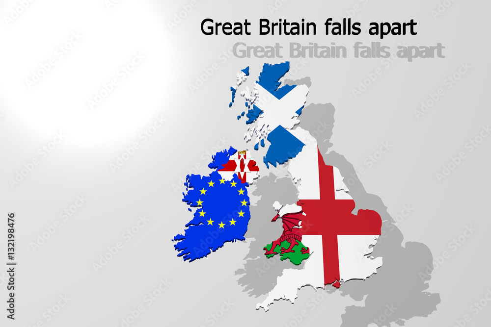 Great Britain falls apart, all with their own flag