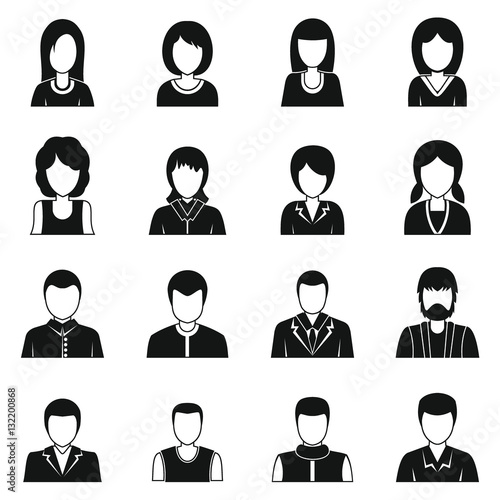 Various people icons set. Simple illustration of 16 various people vector icons for web