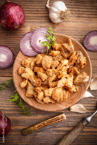 Картината върху платно Homemade pork crackling