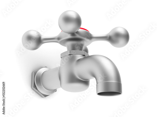 faucet on white background. Isolated 3D image