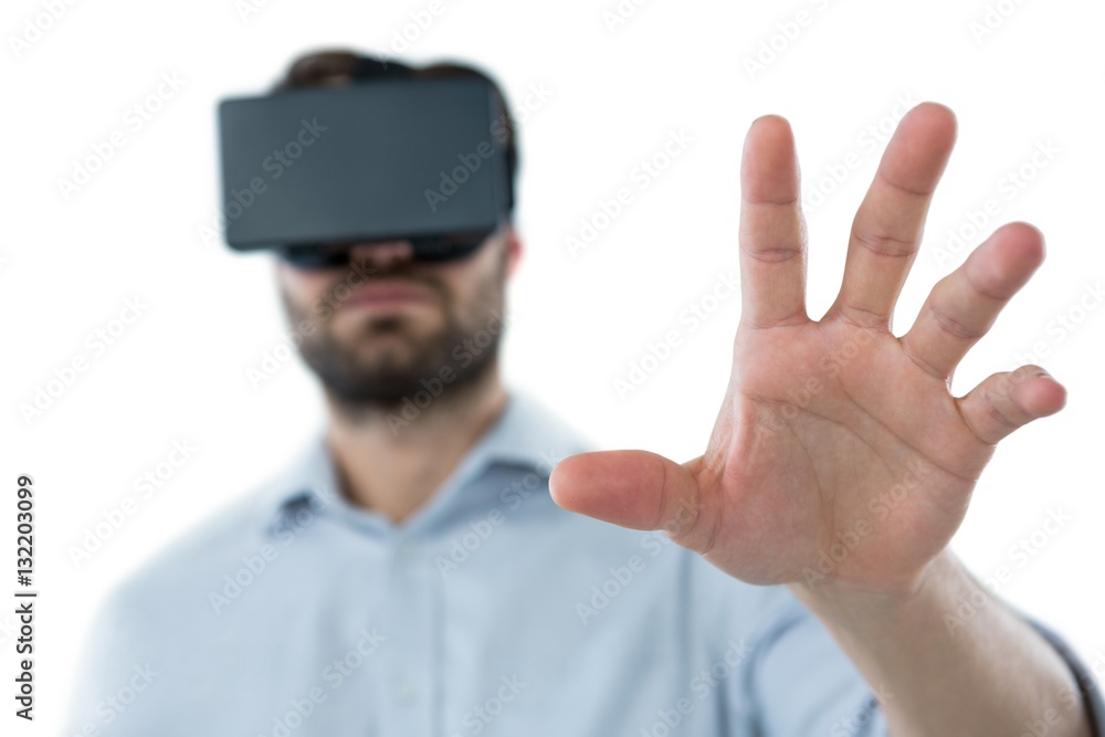 Man using virtual reality headset Man using virtual reality headset