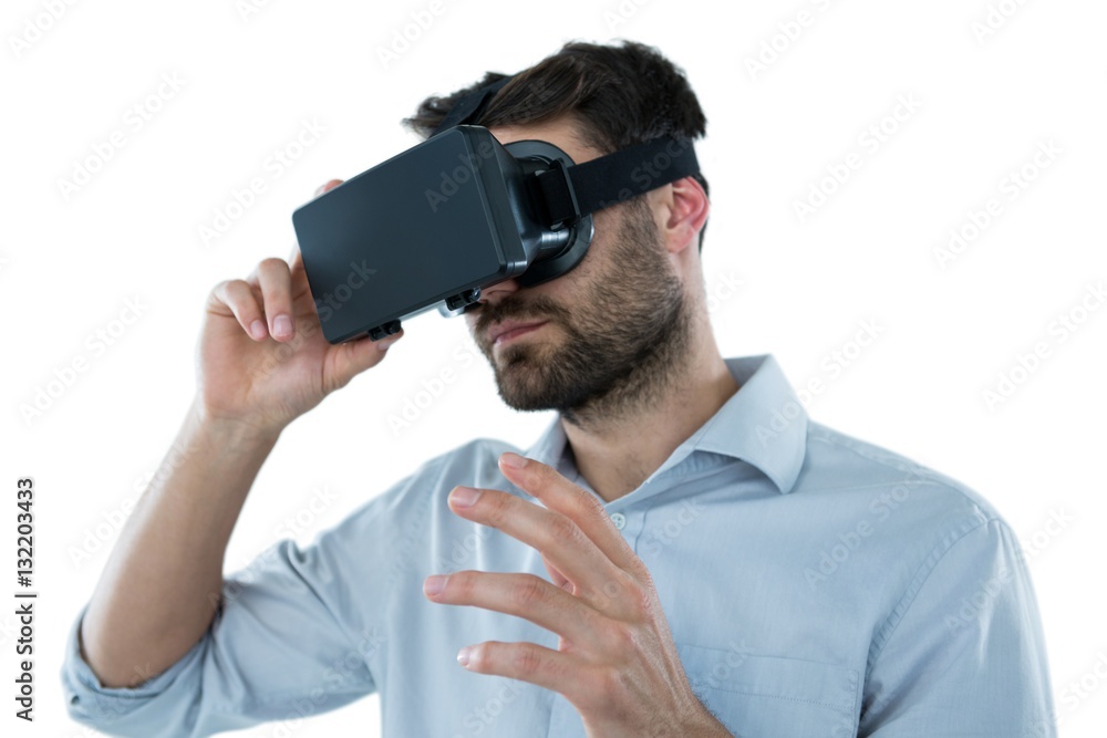 Man using virtual reality headset Man using virtual reality headset