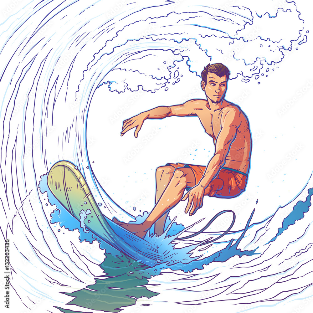 Vector illustration of a surfer