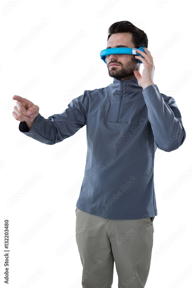 Man using virtual reality headset Man using virtual reality headset