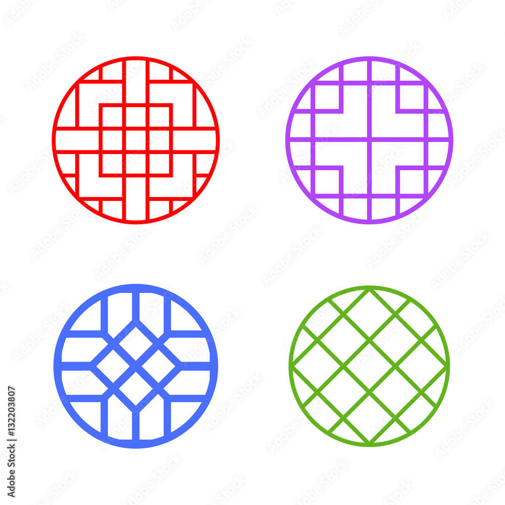 Modern round Korean pattern window frame, vector Modern round Korean pattern window frame, vector