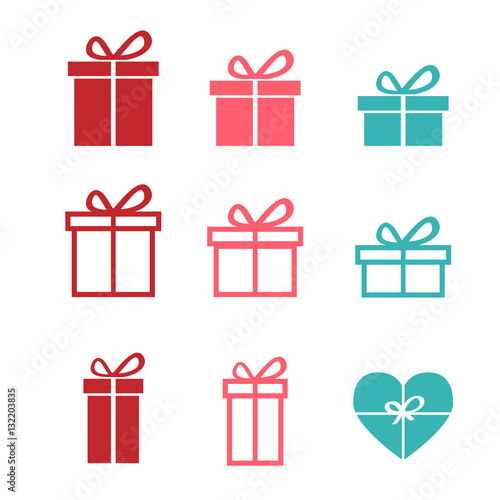 Set of gift icons and symbol, vector