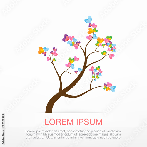 Heart Tree element for valentine day and wedding card decoration