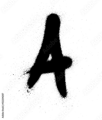 sprayed A font graffiti with leak in black over white