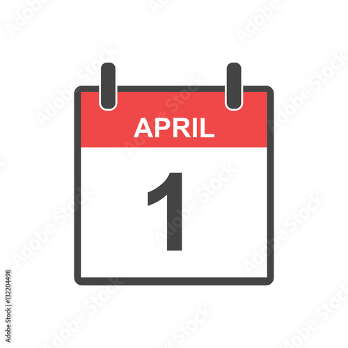 April 1 fool day calendar icon. Vector illustration in flat style.