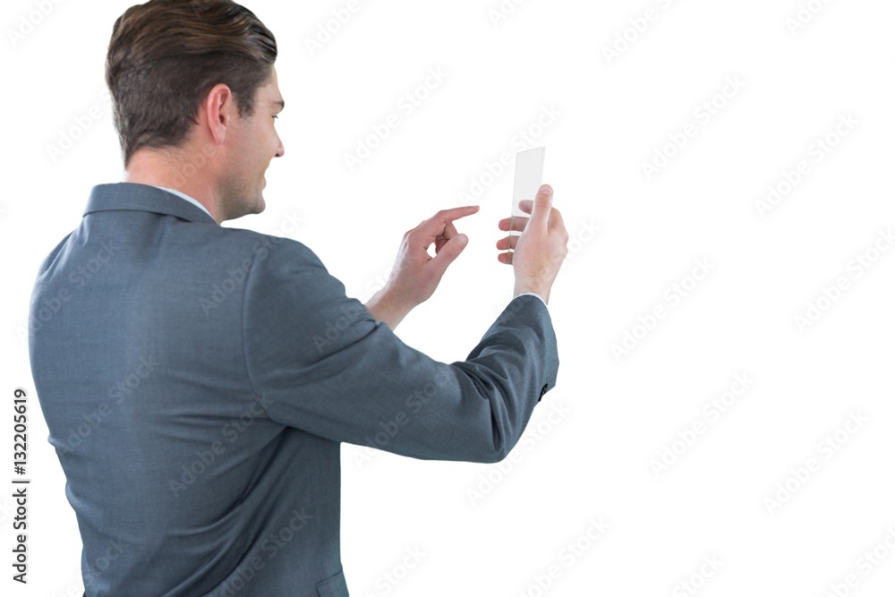 Businessman using futuristic mobile phone Businessman using futuristic mobile phone
