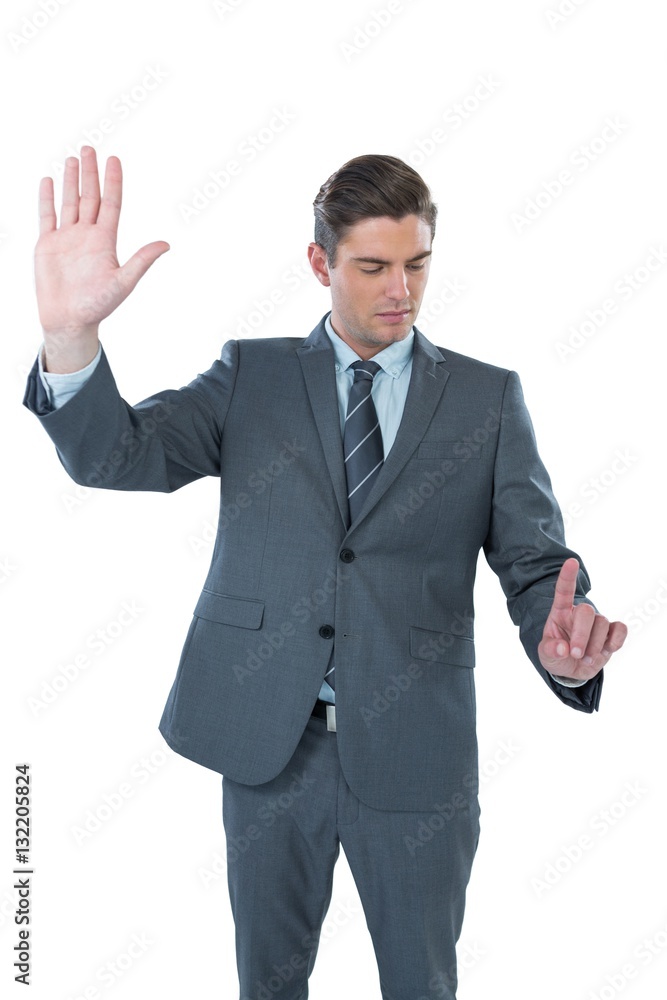 Businessman using futuristic digital screen Businessman using futuristic digital screen